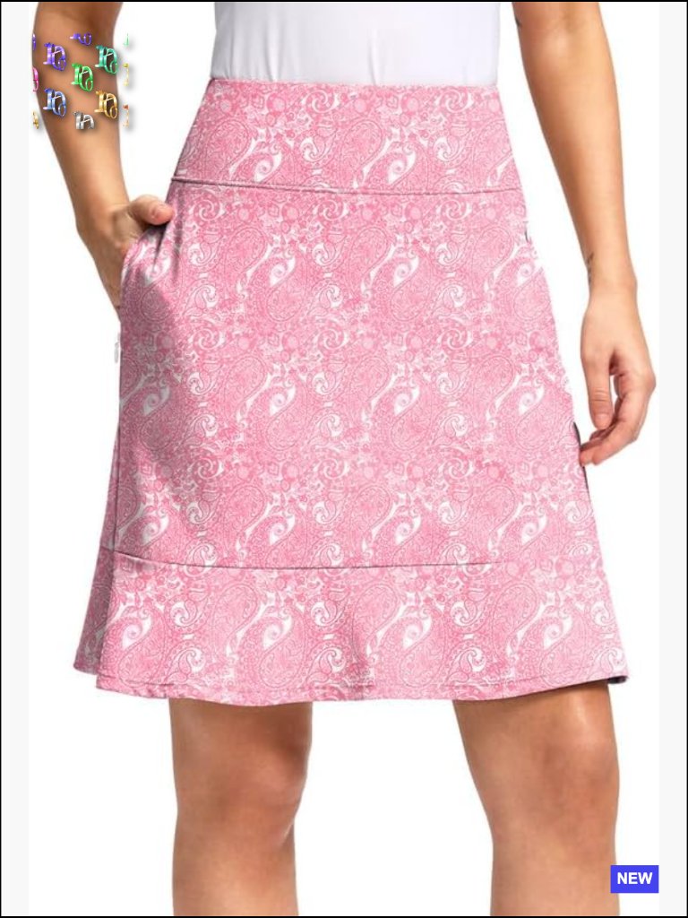 Women's Athletic Skort With Pockets High Waisted Knee Length Golf Tennis Skirt